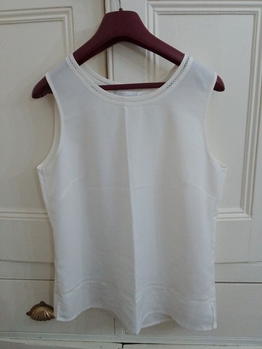Ladies cream sleeveless top - ladies,