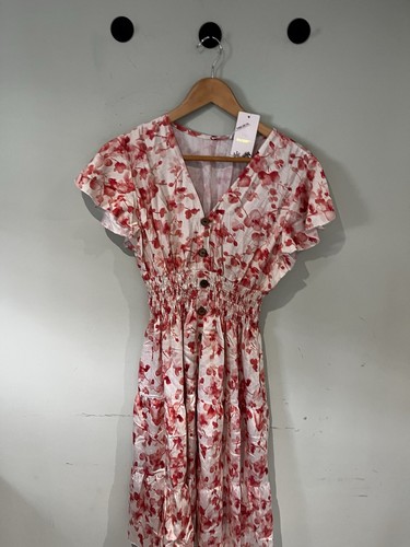 Ladies summer midi dress red - ladies,
