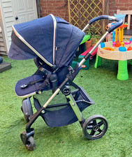 Silver Cross Pioneer Travel System – Navy Quilted – Carrycot, Pushchair + Extras