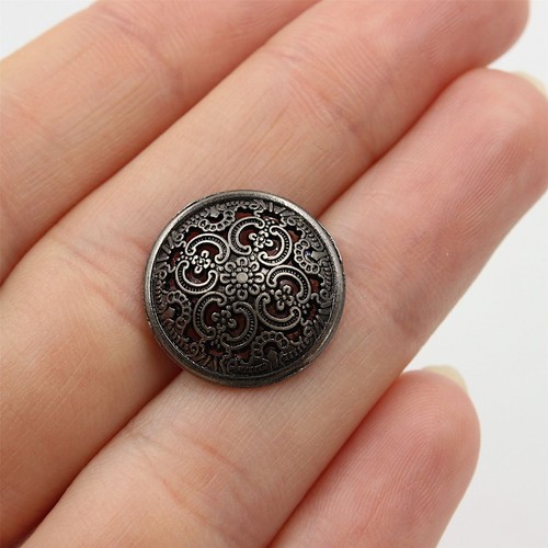 Ornate filigree metal button - metal,