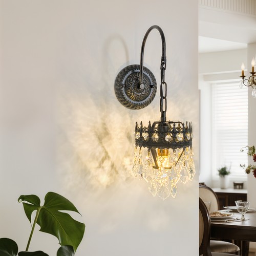 Vintage crystal wall lights - wall,