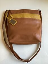 Tan And Ochre Soft Leather Crossbody Handbag Multiple Pockets