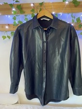 Zara faux / vegan leather shirt button up lace details small