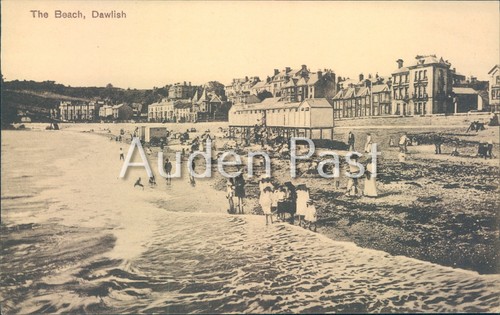 Vintage dawlish beach postcard - beach,