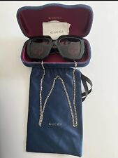 Stunning Gucci Black And Gold  sunglasses women new With Gold Safety Chain