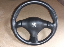 Peugeot 206 early leather Steering Wheel & SRS Horn Button 3 Spoke