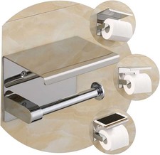 Toilet Paper Roll Holder Bathroom Shelf Wall Mounted With Mobile Phone Storage