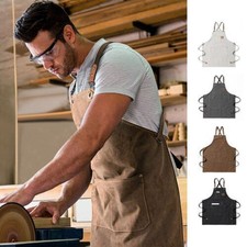 Canvas Denim Apron Barista Cafe Restaurant Chefs Kitchen Cooking Pocket Bib Eco