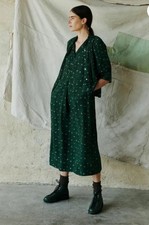 Toast Dotty Print Dress- Bottle Green- UK12