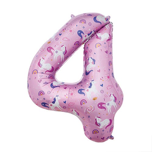 Unicorn number helium foil - number, 4