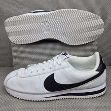 Nike Cortez Trainers UK 9.5 Men's White Black Classic Leather Retro 819719-100