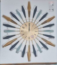 Extra Large Wall Clock Metal Decorative, Mid Century Silent Centrepiece Starburs