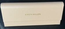 KAREN MILLEN Glasses Case Trifold Faux Leather Beige/Pink Cleaning Cloth Inc NEW