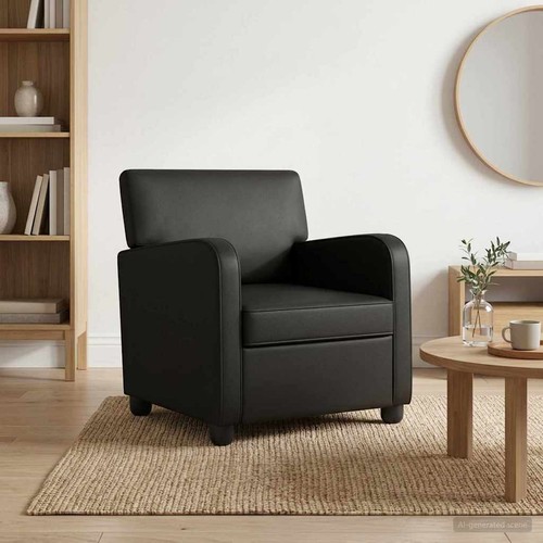 Armchair black faux leather - armchair,