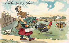 POSTCARD COMIC WRITE AWAY I TAKE UP MY PEN LADY CHICKENS