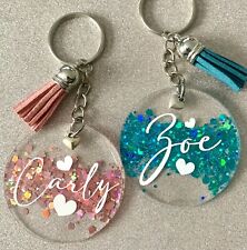Personalised Keyring, Glitter Resin! Any Name/words all colours! Novelty Gift!