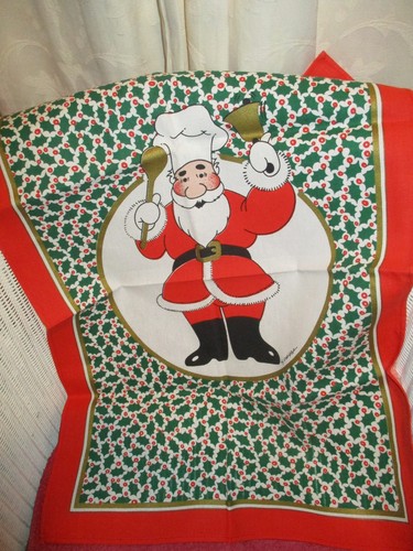 Vintage christmas tea towel - christmas,