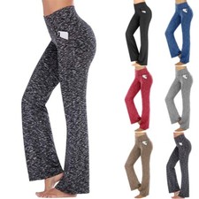 Ladies Trousers High Waist Yoga Pants Women Flare Gym Stretch Bootcut Leggings