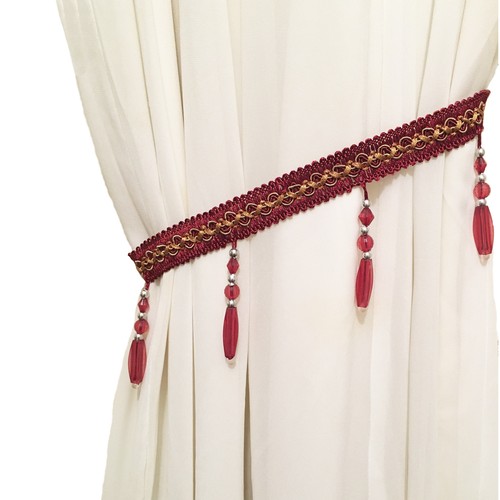 Beaded curtain tie back - back, gem