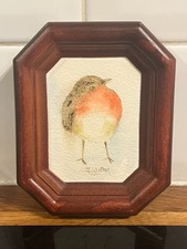 Jane Walton Watercolour Derbyshire artist - mini signed Robin painting