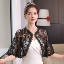 Women Lace Shrug Bolero Cape Hollow Out Floral Cardigan Shawl Top Wedding Party