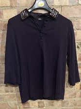 Marks & Spencer Sequinned Collar Polo Shirt Women’s Size 16 42” Purple