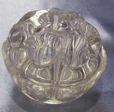 Vintage glass flower frog clear deco crystal spry antique 9  hole base 6cms