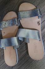Dune Silver Leather Sandals