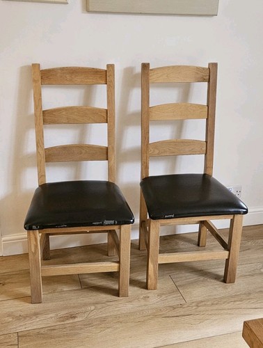 Pair solid oak high back - high,