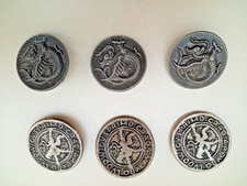 Vintage Metallic buttons Pewter/Brass two lots of three 30cm and 35cm