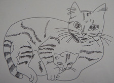 Warhol ink cat drawing sketch