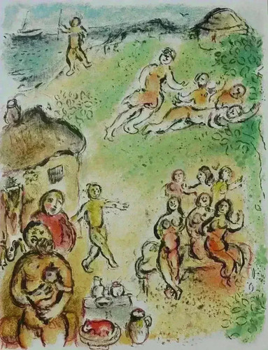 Marc chagall lithograph ile - chagall, "l'ile