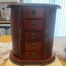 Vintage Mele Wooden 4 Drawer Wardrobe Jewellery Display Cabinet Armoire Style