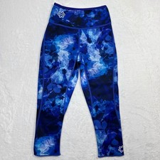 Zaggora Capri Leggings Womens XS Blue Thermo Technology Geometric Print Neoprene