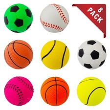 8pk Rubber Dog Balls | Bouncy Puppy Pet Solid Hard Play Ball Fun Fetch Chew Toys