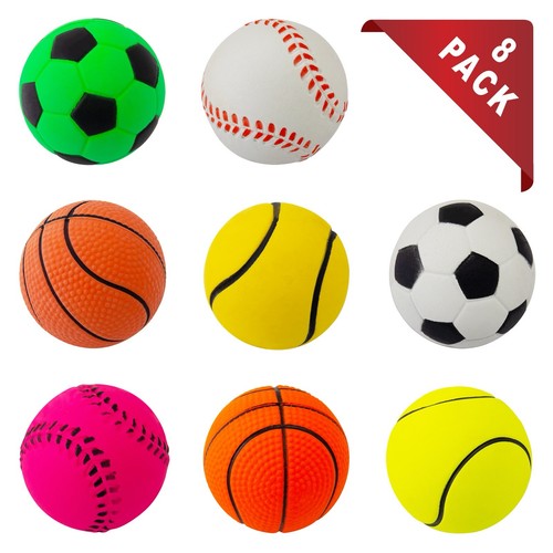 8pk rubber dog - 8pk, balls
