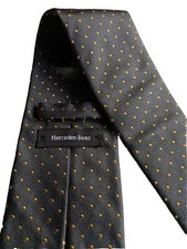 Mercedes Benz Official Tie 100% Silk Dark Grey Gold Spots Polkadot Gentleman