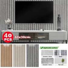 40PCS Self-Adhesive 3D Wooden Slat PVC Cladding Wall Panels for Kitchen Bathroom
