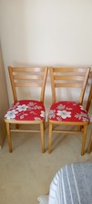 Vintage Wooden Drop Leaf Table with Two Chairs Laura Ashley Fabric Seats