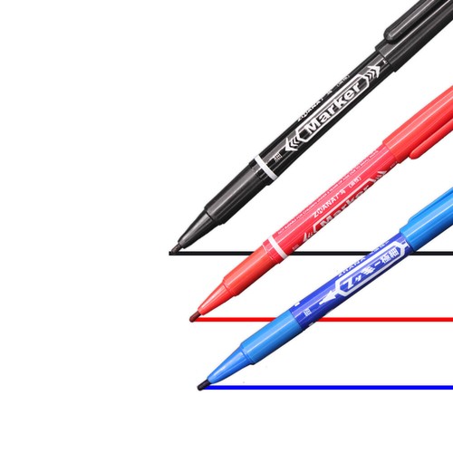 Red black blue tattoo pen - pen, skin
