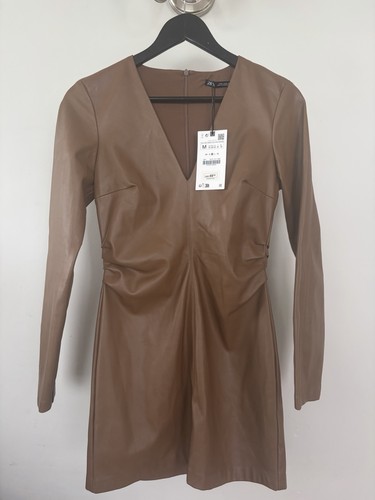 Zara brown faux leather - zara, dress