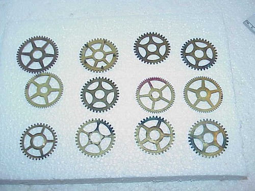 Used brass clock gears - brass,