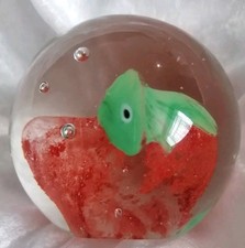 Vintage Old Collectable Paperweight Paper Weight Glass Jellyfish on Orange Coral