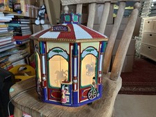 RARE MR CHRISTMAS VILLAGE SILHOUETTES LIGHTED FIGURES TURN IN CERAMIC CAROUSEL