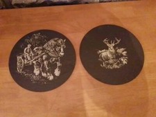 Vintage slate tile/wall hanging/plaques x 2 Countryside/Wildlife 9" Stag, Horse 