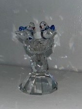retired Swarovski crystal bird birdbath figurine christmas gift with box perfect
