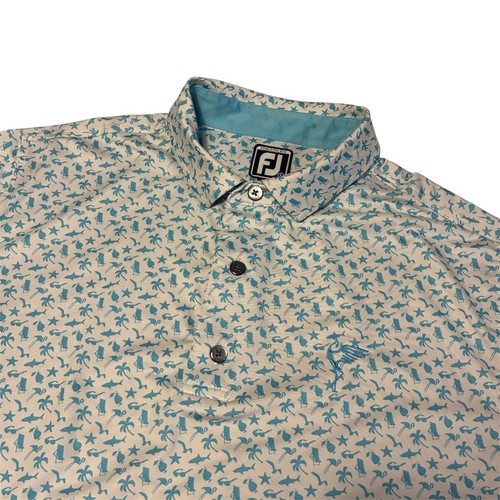 Footjoy mens white blue polo - blue,