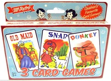 Retro Card Games Playing Cards Old Maid Snap Donkey 3 Card Game For All.