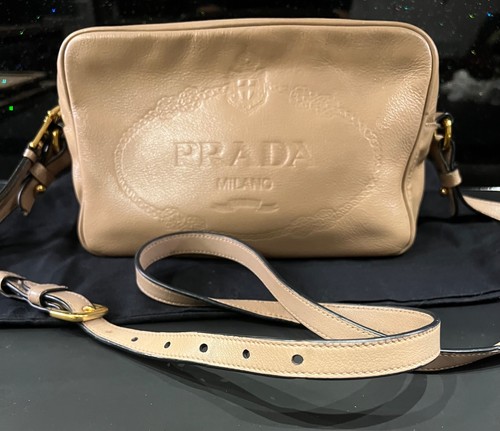 Prada tan leather camera - tan,