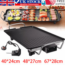 Electric Teppanyaki Table Top Griddle BBQ Hot Plate Barbecue Grill Pan L Size